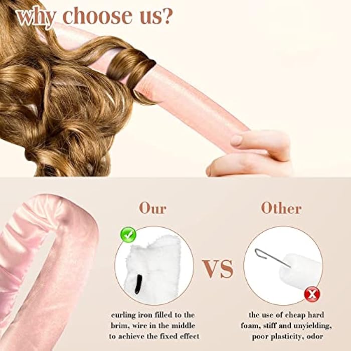 Dingfeng Heatless Curlers Headband，Hair Curlers No Heat，Silk Hair Curler，Heatless Hair Curlers，Heatless Curling Rod Headband，Hair Wrap Curler，Heatless Curls Headband，Silk Hair Curler，with Two Hair Ties - Image 3